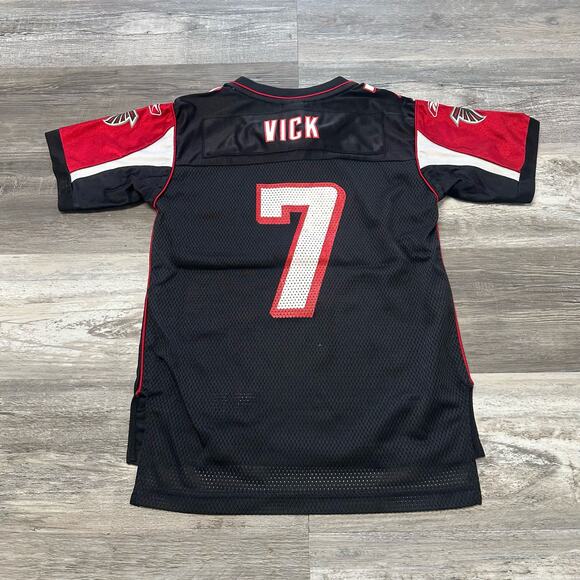 Vintage Y2K Reebok NFL Atlanta‎ Falcons Vick #7 Black Youth M Football Jersey - Picture 3 of 8